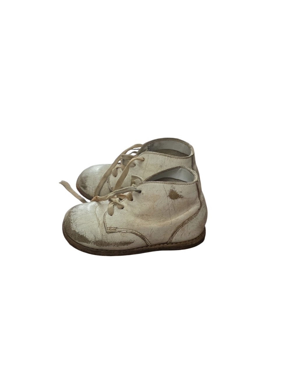Vintage Baby Shoes Mid Century White Leather Toddler Walker Boots Jumping Jacks - Picture 6 of 16